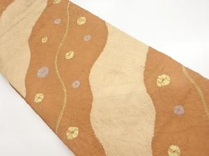 絞り水玉に斜めよろけ縞模様名古屋帯